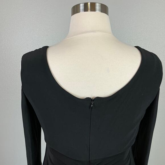 Beaded Long Sleeve Cut Out Shoulder Evening Gown Black Size 16 R&M Richards - Picture 8 of 12